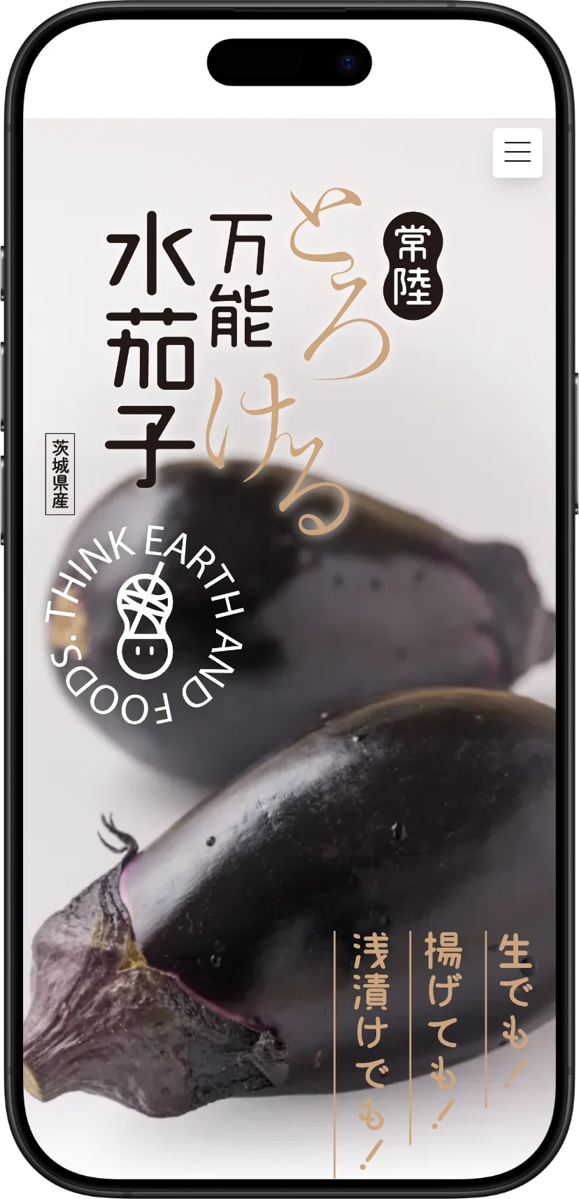 農業革命さま「とろける水茄子」のプロモーションサイト